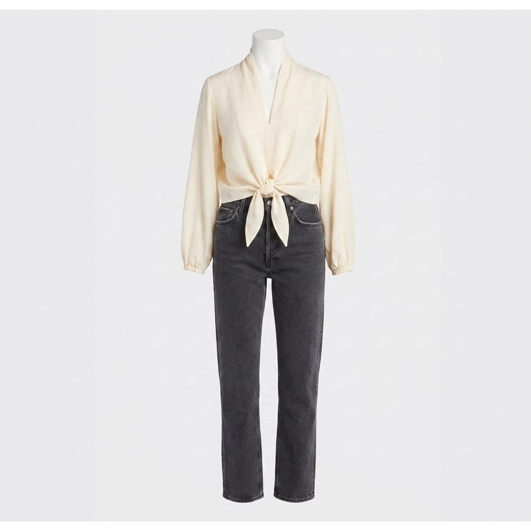 New Fifteen Twenty Capri Tie-Front Blouse In Cream